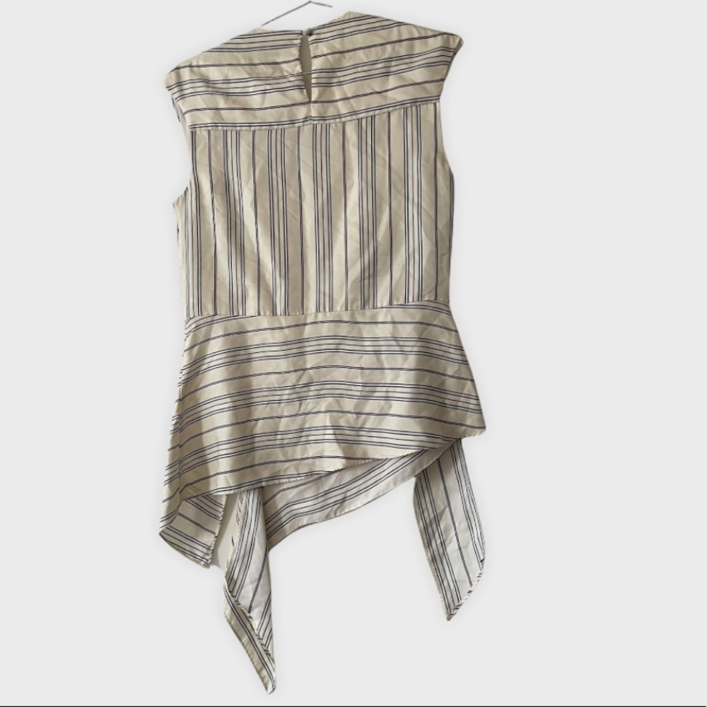 Artelier Nicole Miller Departure Stripe Cap Sleeve Silk Blouse, Sz 4 - Picture 2 of 10